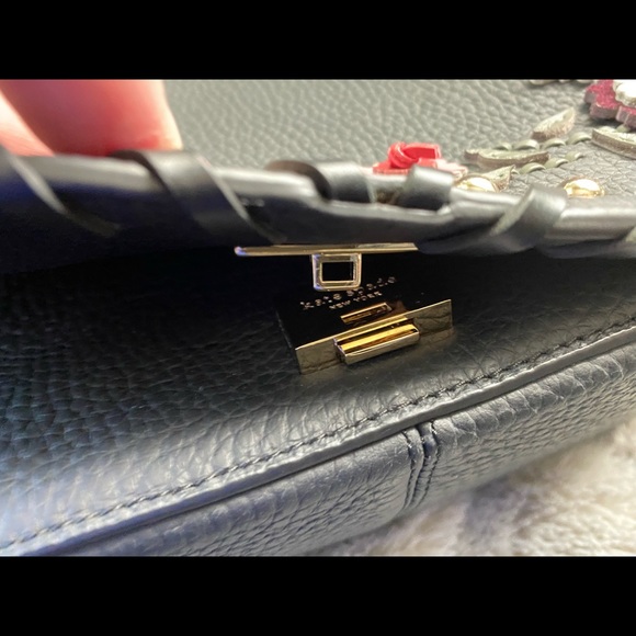 Kate Spade Black Leather Flower Shoulder Bag - Picture 3 of 12
